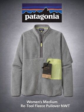 Patagonia Re-Tool Fleece 1/2 Zip Womens Medium NWT Gray Pullover Cozy
